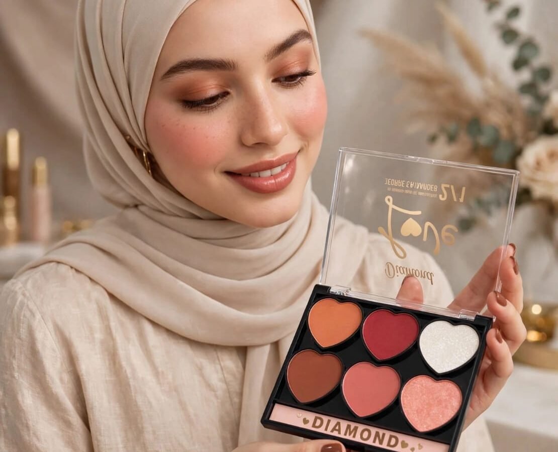 بلاشر Diamond قلب 6لون باليت 12قطعة