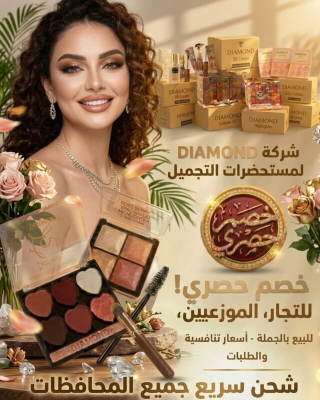 ​💎 لكل أصحاب محلات ال#تجار و #الجملة والموزعين! 💎

​عايز تكبر شغلك وتقدم لعميلاتك أفضل #منتجات ميك أب وتجميل بأعلى جودة وأفضل سعر؟ 👑

​شركة Diamond تقدم لكم تشكيلة واسعة من:

✅ باليتات #أيشادو و #بلاشر بألوان عصرية

✅ #هايلايتر لإضاءة ساحرة

✅ كريم أساس وBB Cream لملمس حريري وتغطية مثالية لجميع أنواع #البشرة

​🔴 عروض وخصومات حصرية جداً لطلبات الجملة والتجار لفترة محدودة!

​📦 شحن متوفر لجميع المحافظات.

📲 للتواصل والحصول على ك Viewing قائمة الأسعار الخاصة بالجملة:

📞 واتساب / اتصال: 01042053013

​#Diamond_Cosmetics #تجميل #ميك_اب_جملة #تجارة_مستحضرات_التجميل #خصومات_الجملة #موزعين